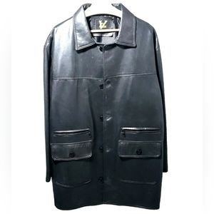 VIP MODA MEN'S BLACK ITALIAN LEATHER 3/4 LENGTH COAT 